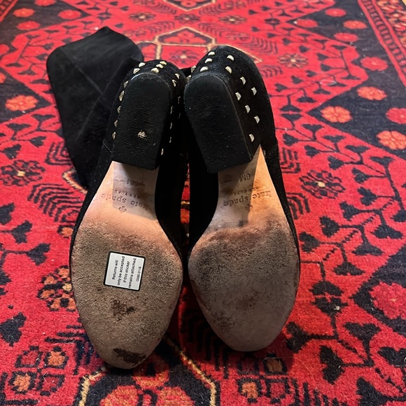 Kate Spade Black Suede Stud Heeled Boots - 6 - Picture 4 of 12
